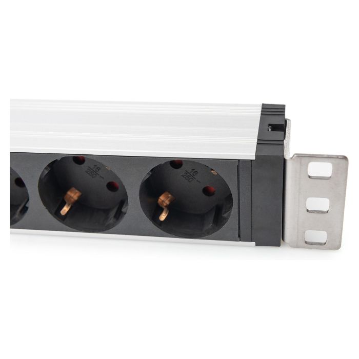 Digitus PDU 1HE Regleta de Enchufes Conmutada con Protección Sobrecarga, 5 Tomas Schuko, 16A, 230V, Perfil Aluminio, Negro 4