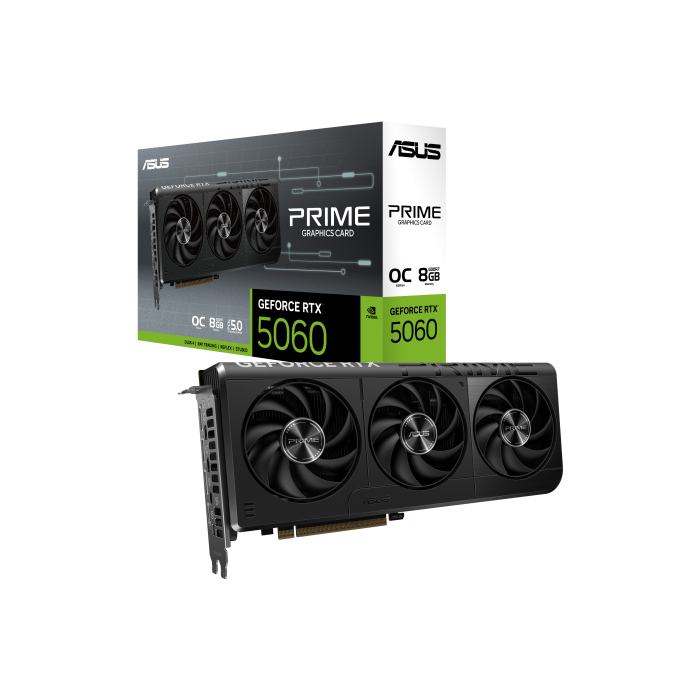 ASUS Prime RTX5060-O8G Tarjeta Gráfica NVIDIA GeForce RTX 5060 8 GB GDDR7 PCI Express 5.0 con 3 Ventiladores 9