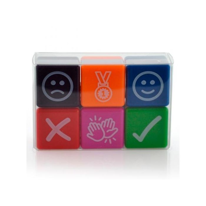 Office Box Sellos De Motivación Icons 2,5x2,5 cm Colores Surtidos Pack 6 Ud