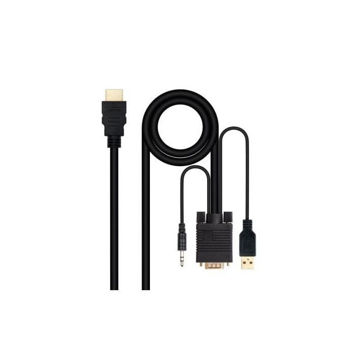 Cable Conversor Nanocable 10.15.4350/ HDMI Macho - VGA Macho - Jack 3.5 Macho - USB Macho/ 1.8m/ Negro Cable Conversor Nanocable 10.15.4350/ HDMI Macho - VGA Macho - Jack 3.5 Macho - USB Macho/ 1.8m/ Negro