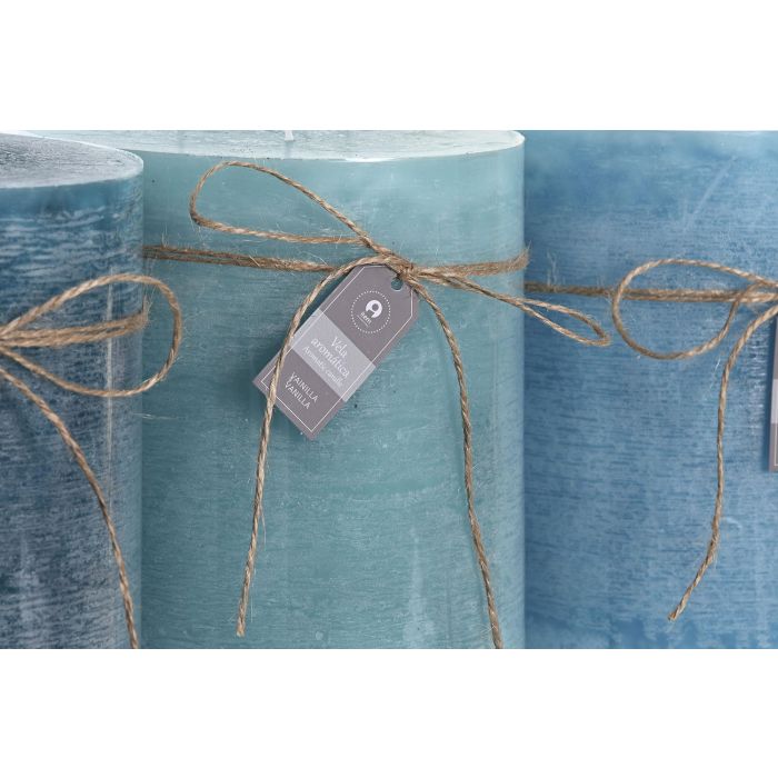 DKD Home Decor Vela Decorativa Básicos Cera Turquesa Verde Azul 3000g 155h Pack 3 Unidades 14.5x20x14.5 cm 2