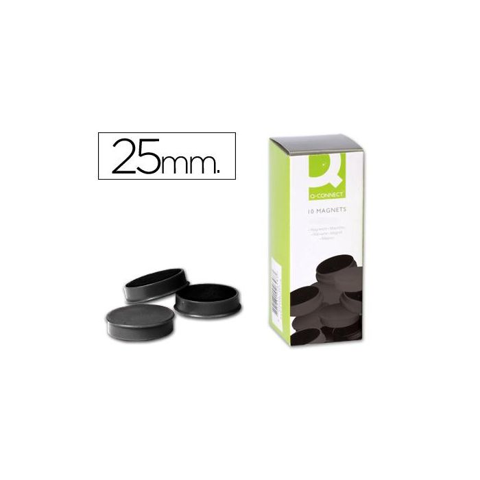 Iman Para Sujecion Q-Connect Ideal Para Pizarras Magneticas25 mm Negro Caja De 10 Unidades