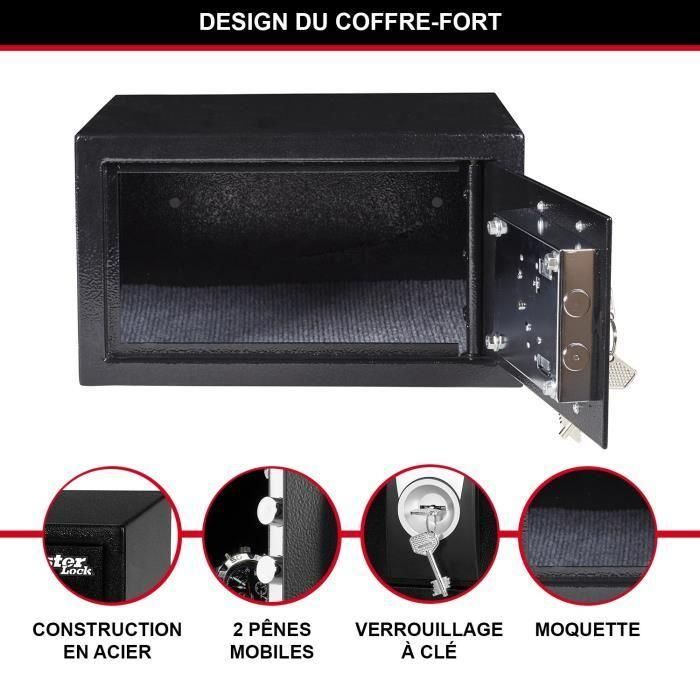 Master Lock Caja fuerte con llave de acero sólido 9.9 L con 2 pasadores de acero y sistema de doble broca, protección antirrobo. 3 Master Lock Caja fuerte con llave de acero sólido 9.9 L con 2 pasadores de acero y sistema de doble broca, protección antirrobo. 3