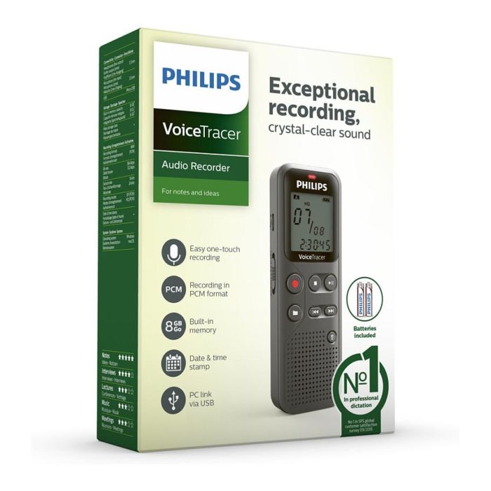 Philips Voice Tracer DVT1120 - Grabadora de voz digital, 12 kHz, USB, compatible con Windows/macOS, color gris 4 Philips Voice Tracer DVT1120 - Grabadora de voz digital, 12 kHz, USB, compatible con Windows/macOS, color gris 4