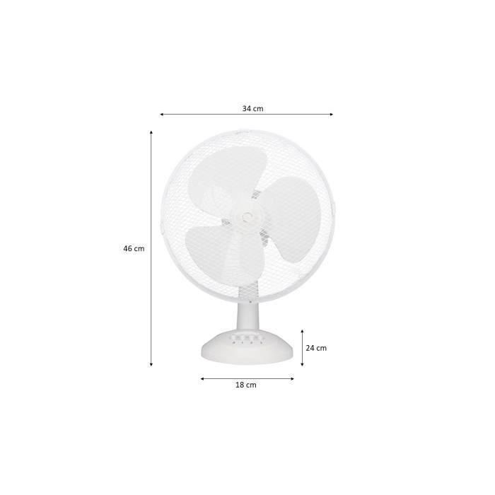 Ventilador de mesa OCEANIC - 40W - Diámetro 30 cm - 3 velocidades - Oscilante - Blanco 5