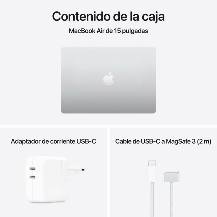 Apple Macbook Air 15" - 24GB RAM, 512GB SSD, Pantalla Retina, Touch ID, macOS Sequoia, Color Plata 1 Apple Macbook Air 15" - 24GB RAM, 512GB SSD, Pantalla Retina, Touch ID, macOS Sequoia, Color Plata 1