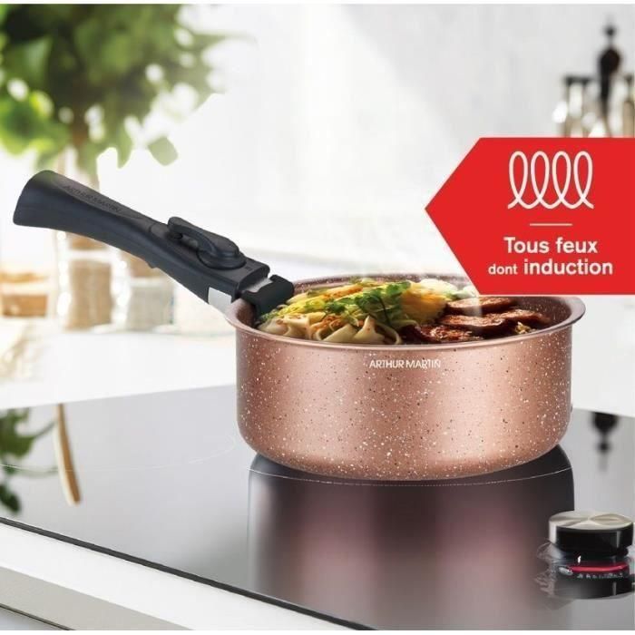 Batería de cocina de inducción - Arthur Martin - AM5865 - Aluminio - 18 piezas - Mango extraíble - Todo tipo de fuegos, incluida inducción 2 Batería de cocina de inducción - Arthur Martin - AM5865 - Aluminio - 18 piezas - Mango extraíble - Todo tipo de fuegos, incluida inducción 2