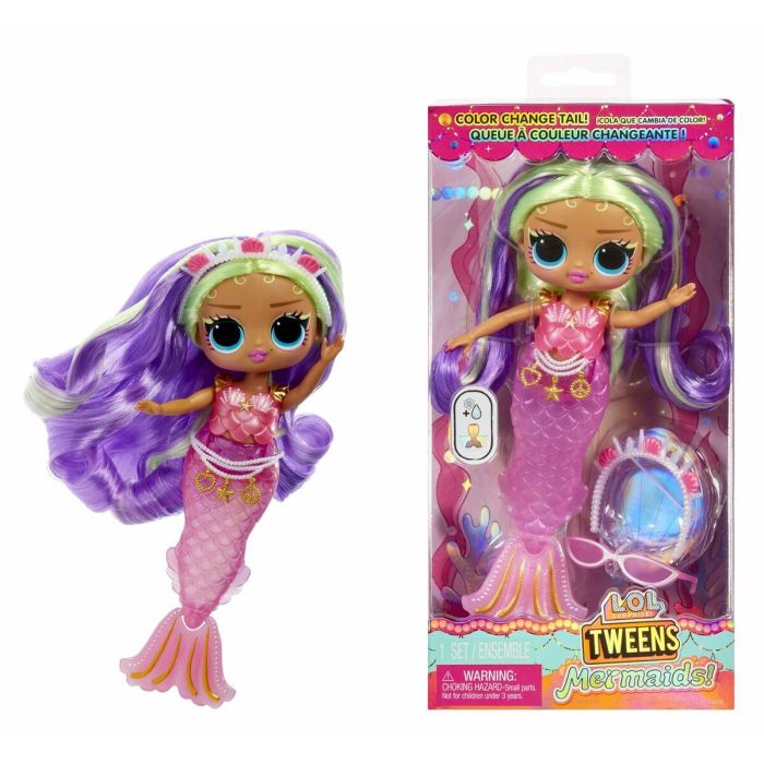 L.O.L Surprise Muñeca Cleo Cove Tweens 20cm con Cola de Sirena que Cambia de Color 9