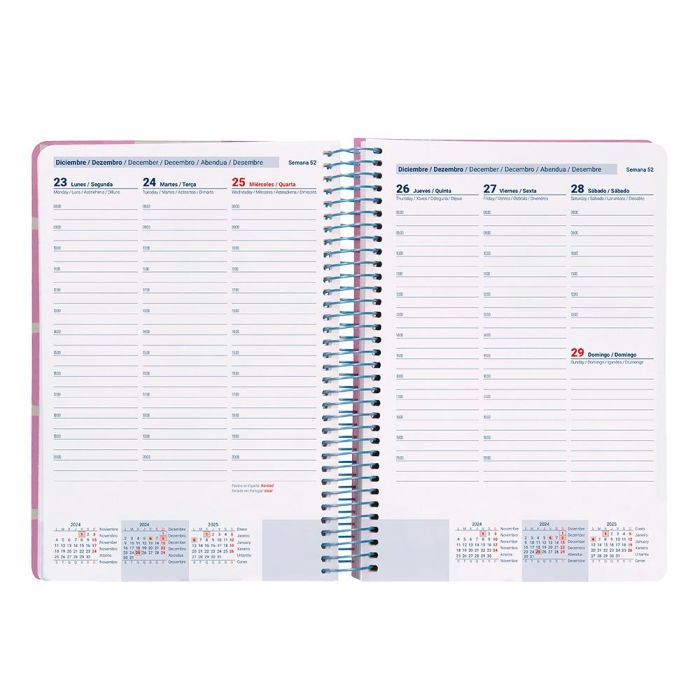 Agenda Espiral Liderpapel Classic A5 2025 Semana Vista Color Rosa Papel 70 gr 8