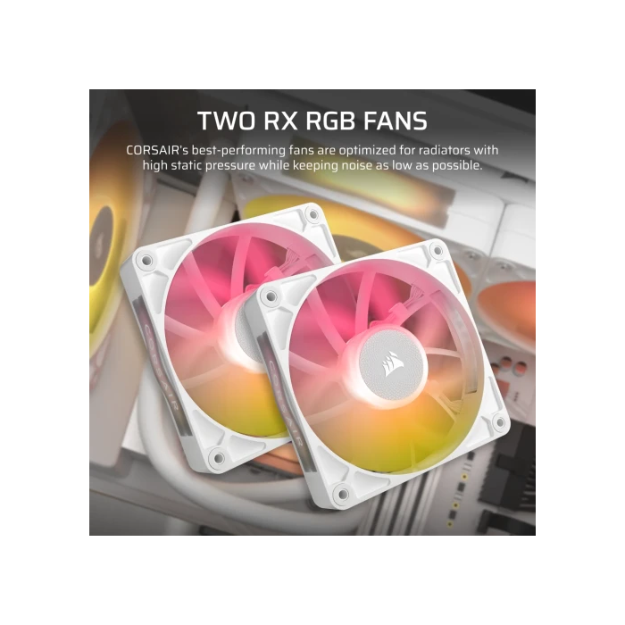 Corsair CW-9061025-WW Refrigeración Líquida iCUE LINK TITAN 240 RX LCD para CPU, 2 Ventiladores RX120 RGB, Blanco, Intel LGA 1851/AM5 1