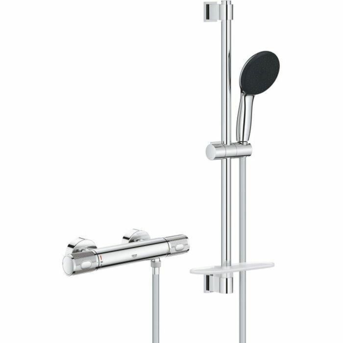 Grohe 34791001 Set de Ducha Termostático Rociador 3 Chorro, Barra 60cm, Flexo, Ahorro Agua, Cromo