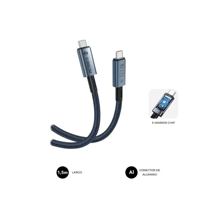 Subblim Cable USB 4.0 Tipo-C Macho - USB Tipo-C Macho 240W 40Gbps 8K 1.5m Negro SUBCAB-C24010 Subblim Cable USB 4.0 Tipo-C Macho - USB Tipo-C Macho 240W 40Gbps 8K 1.5m Negro SUBCAB-C24010