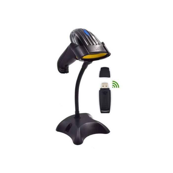 Ewent EW3430 Lector de Códigos de Barras Portátil 1D Inalámbrico, Resistente a Golpes, Negro