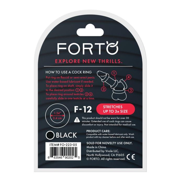 Anillo para el Pene Forto Negro Ø 35 mm (Talla única) 2