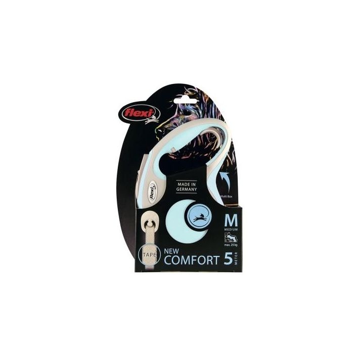 Flexi New Comfort Correa Retráctil de Cinta 5 Metros Talla M Azul Claro Bicolor para Perros 1