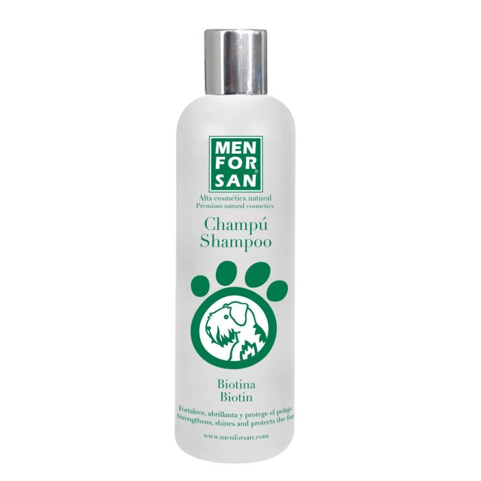 Men For San Champú Biotina Vitamina B7 para Perros 300 mL - Fortalece, Regenera Pelaje y Raíces, Anticaída, Piel Seca, PH Balanceado