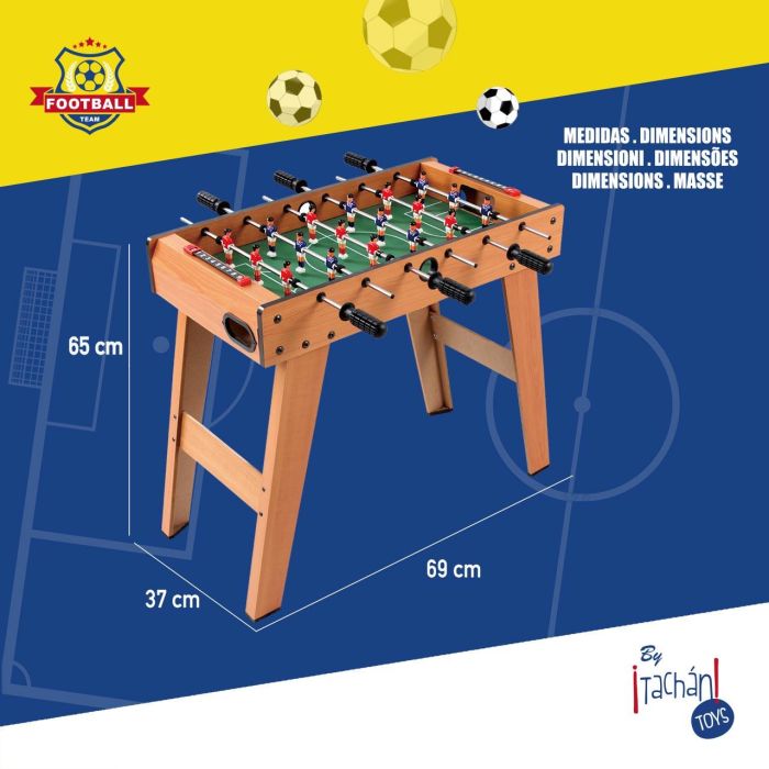 Tachan 20135 Futbolín de Madera con Patas 69x36.5x65 cm, incluye Marcador y 3 Bolas, Edad +14 años 4