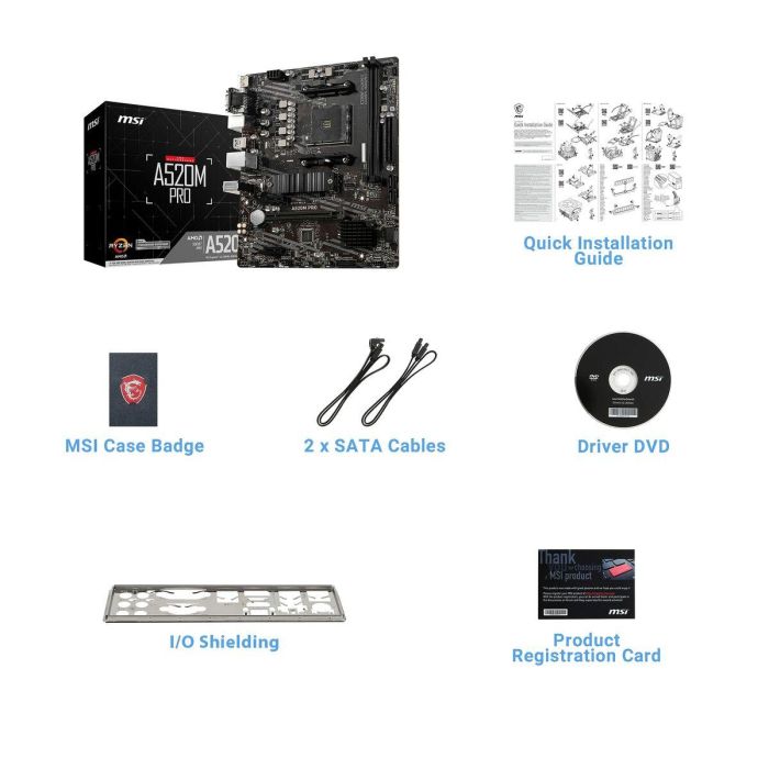 Placa Base MSI A520M PRO AMD A520 AMD AM4 1