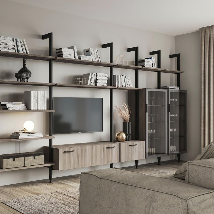 Emuca Lote de 2 estructuras Zero con herrajes y perfiles para montaje al suelo y a pared con nivelador rectangular, Aluminio y Zamak, Negro texturizado 3 Emuca Lote de 2 estructuras Zero con herrajes y perfiles para montaje al suelo y a pared con nivelador rectangular, Aluminio y Zamak, Negro texturizado 3