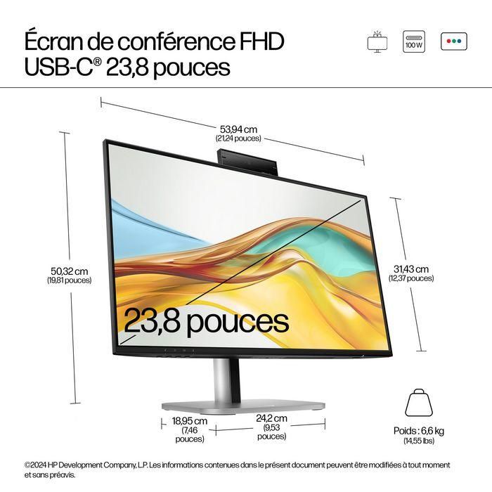 HP Monitor de Conferencias 524pm Serie 5 Pro 23.8" FHD USB-C 10