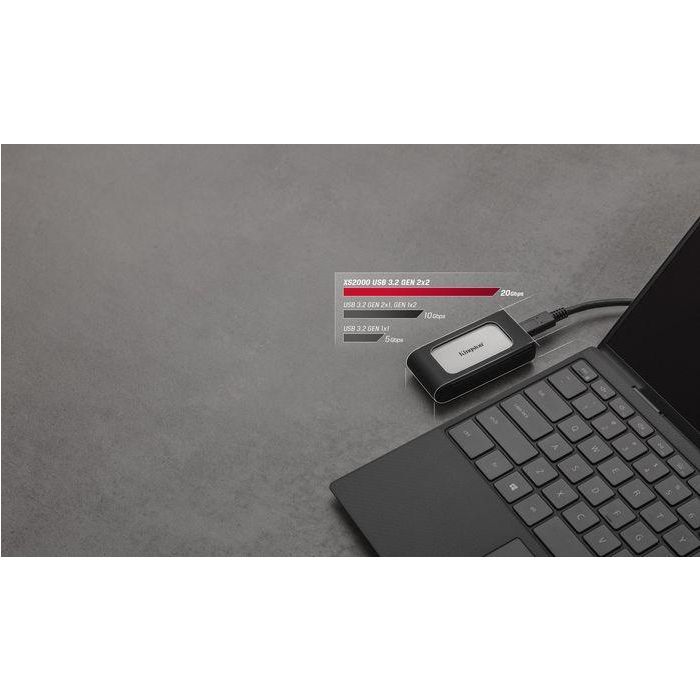 Kingston SSD Externo XS2000 4000GB 2000MB/s Lectura 2000MB/s Escritura USB Tipo C 3.2 Gen 2 9