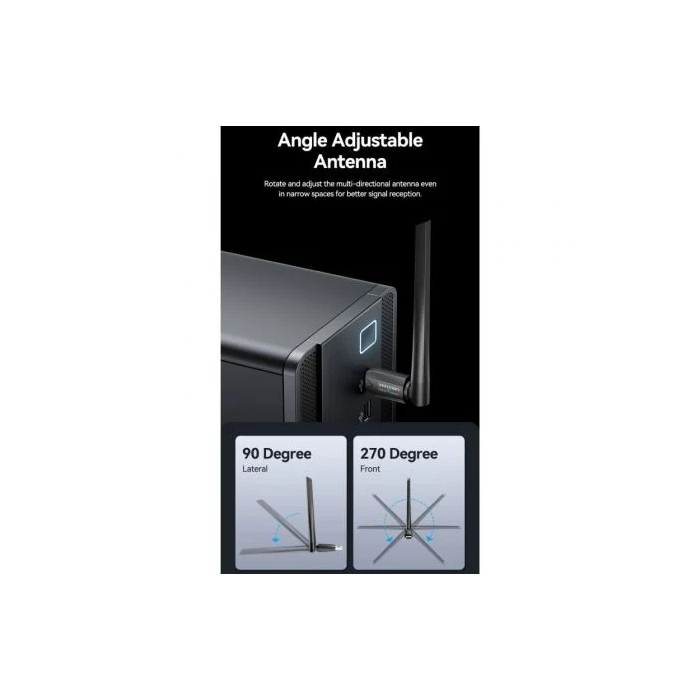 Vention Adaptador USB WiFi KDTB0 AC650Mbps Dual Band con Antena Negro 3