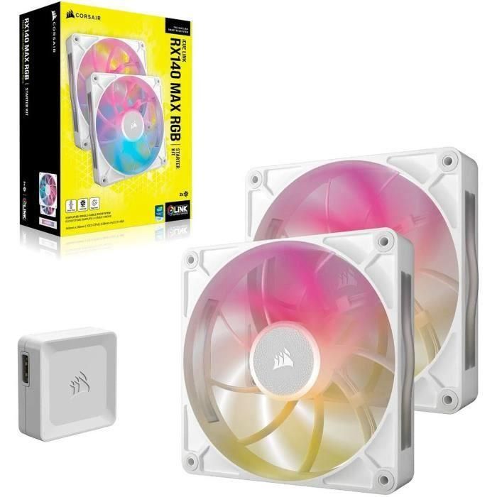 Corsair CO-9051040-WW Ventilador Doble iCUE LINK RX140 RGB Max White para Refrigeración PC 2