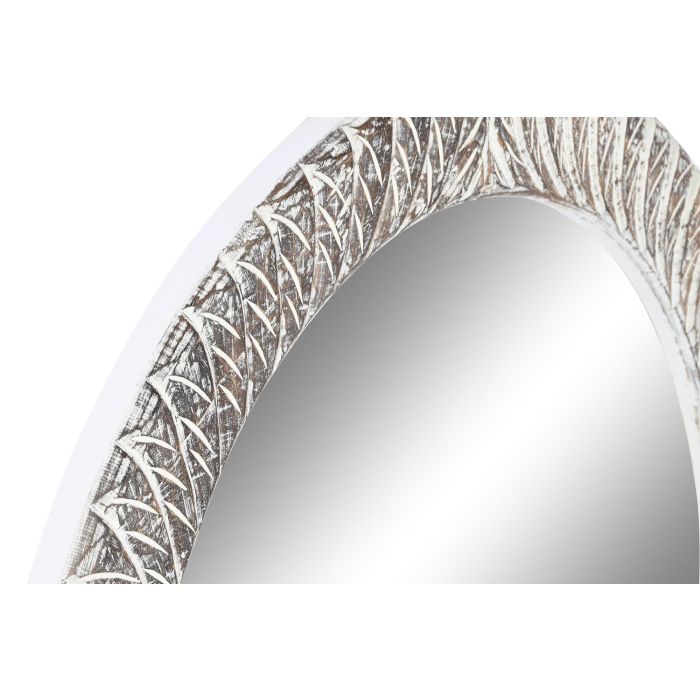 Espejo de pared Home ESPRIT Blanco Marrón Decapé Tallado 75 x 4 x 90 cm 1