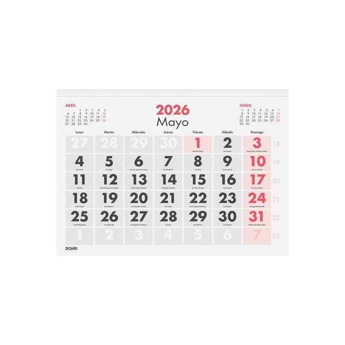 Calendario (2026) Dohe Faldilla Dohe Mensual Numeros Grandes 310X430