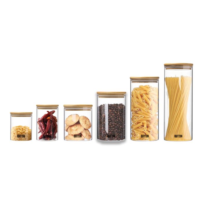 Quttin Tarro de Borosilicato con Tapa de Bambú 9.5 x 16 cm 850 ml (12 Unidades) 4 Quttin Tarro de Borosilicato con Tapa de Bambú 9.5 x 16 cm 850 ml (12 Unidades) 4