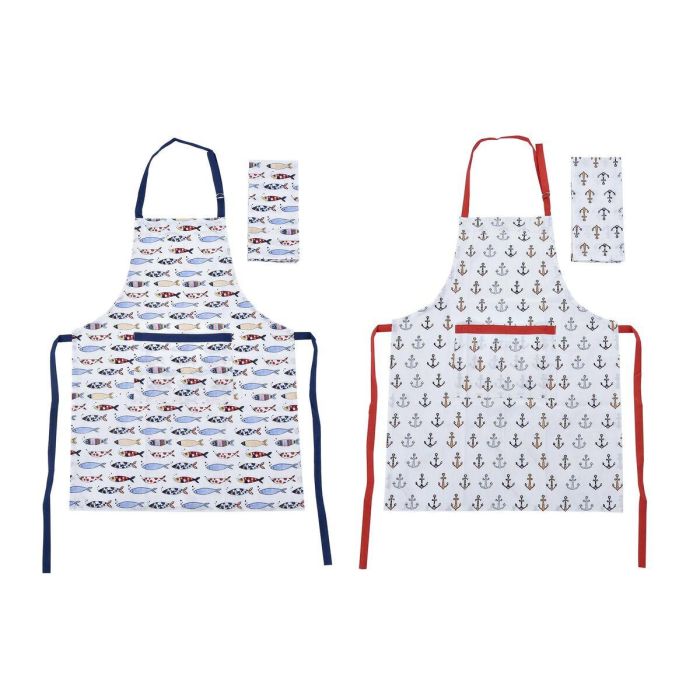 Delantal Mediterraneo DKD Home Decor Azul Rojo 80 x 0.5 x 60 cm Set de 2 (2 Unidades) Delantal Mediterraneo DKD Home Decor Azul Rojo 80 x 0.5 x 60 cm Set de 2 (2 Unidades)