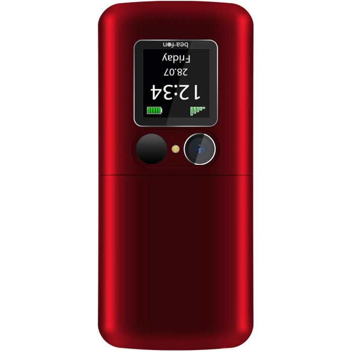 Bea-Fon Fold 10 LTE Teléfono Concha Rojo/Negro para Mayores, Pantalla Dual 2.2"/1.44", 4G, Botones Grandes