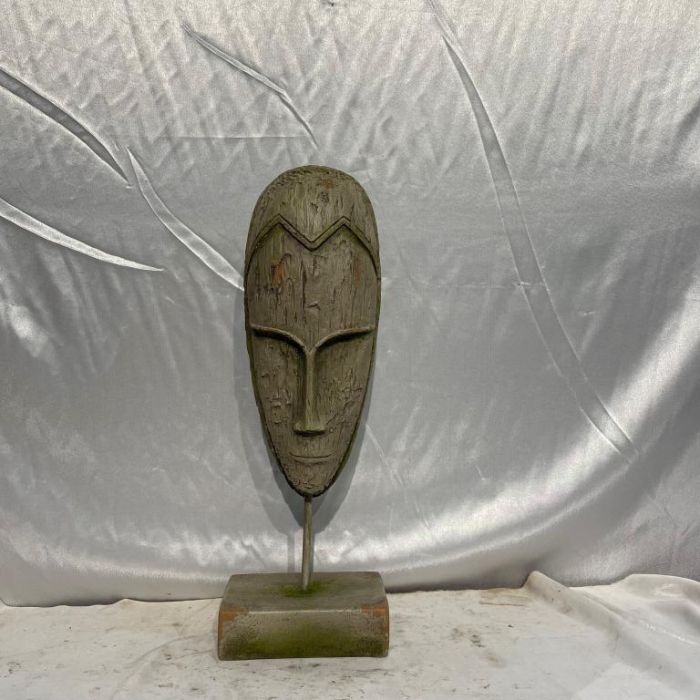 DKD Home Decor Figura Escultura Colonial Máscara de Decoración Gris, Fibra de Vidrio y Metal, 60 cm Alto