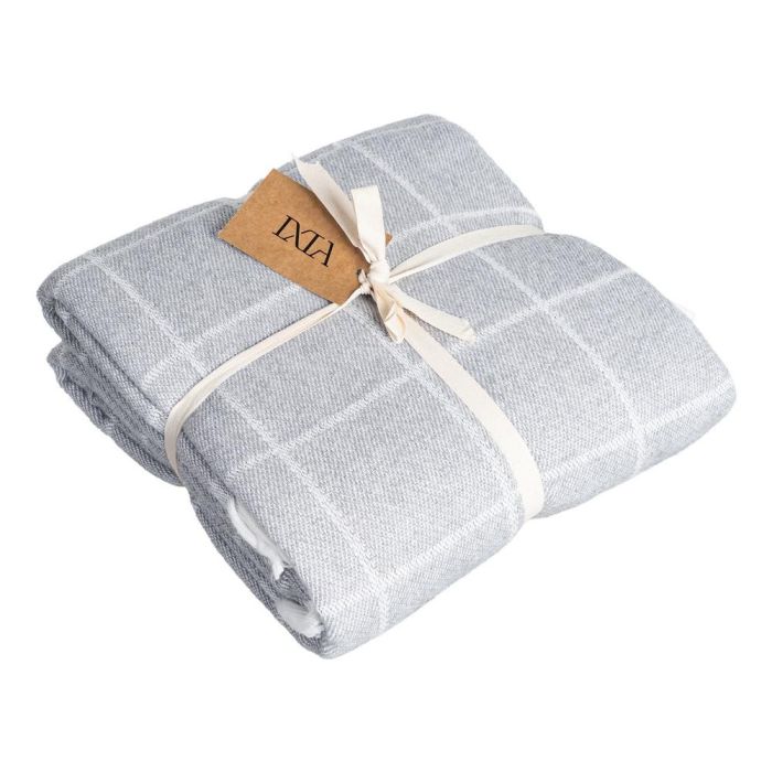 Colcha Cuadros Gris Perla Algodón 200 X 260 cm