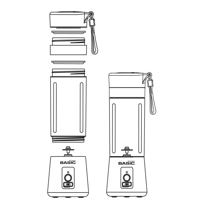 Basic Home Exprimidor Portátil Recargable 420M Basic - Dimensiones: 8.5 cm de ancho x 24.5 cm de alto x 8.5 cm de largo, Peso: 19.42 kg (9 Unidades)