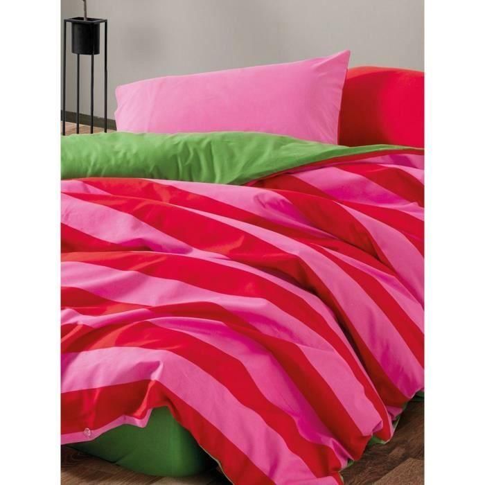 Juego de cama - 1 funda nórdica 220x240 cm + 2 fundas de almohada 60x60 cm - 100% algodón - Rosa 3 Juego de cama - 1 funda nórdica 220x240 cm + 2 fundas de almohada 60x60 cm - 100% algodón - Rosa 3