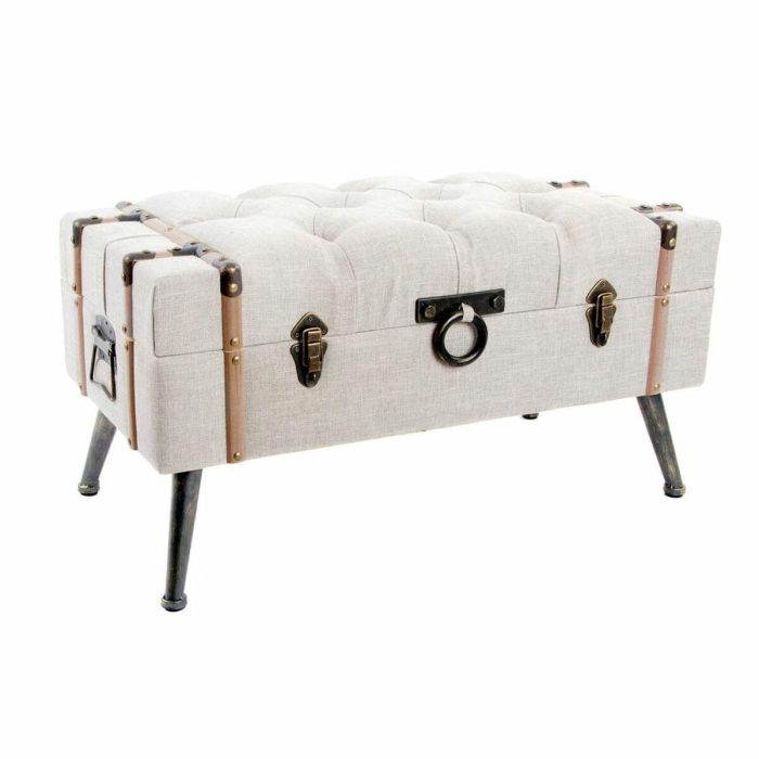 DKD Home Decor Descalzadora Loft de Lino y MDF Beige y Negro 42x43x82 cm