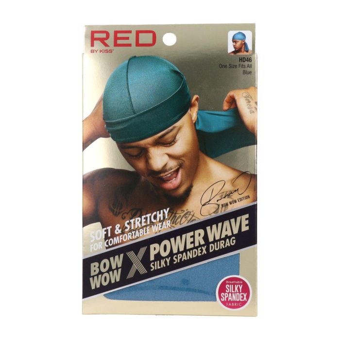 Red Kiss Durag Silky Spandex Power Wave Azul - Capa de Cabello