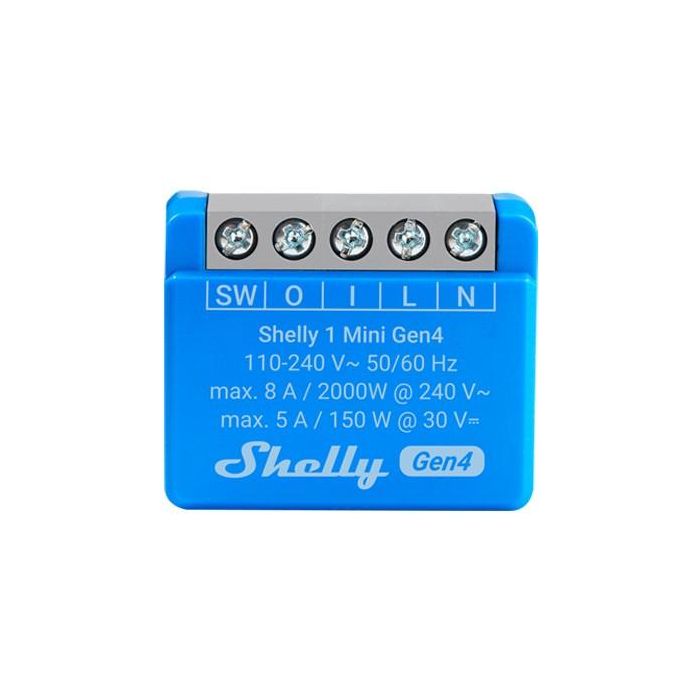 Shelly 1 Mini Gen4 Interruptor Inteligente WLAN Bluetooth Zigbee Matter 8A 1 Canal Inalámbrico Para Pared