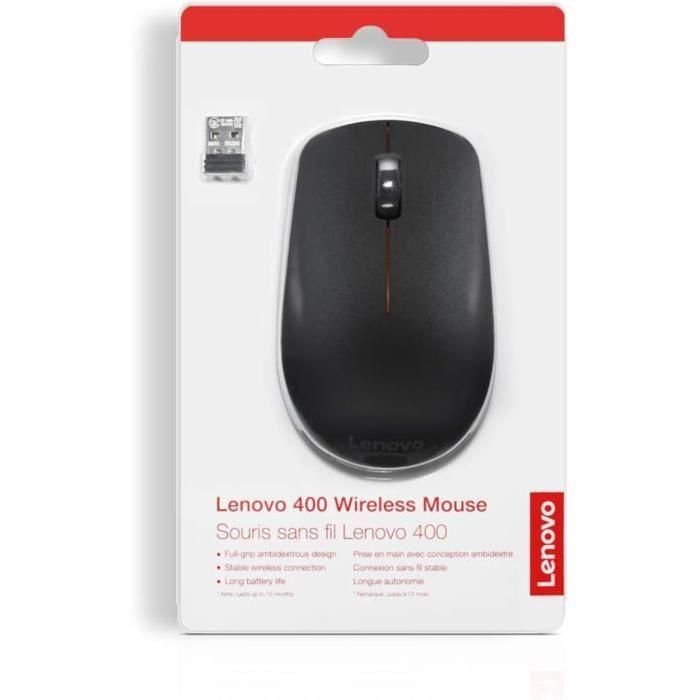 Lenovo 400 Ratón Inalámbrico Portátil 1200 dpi 2.4 GHz para Oficina y Viajes Conexión Sencilla y Fiable 2
