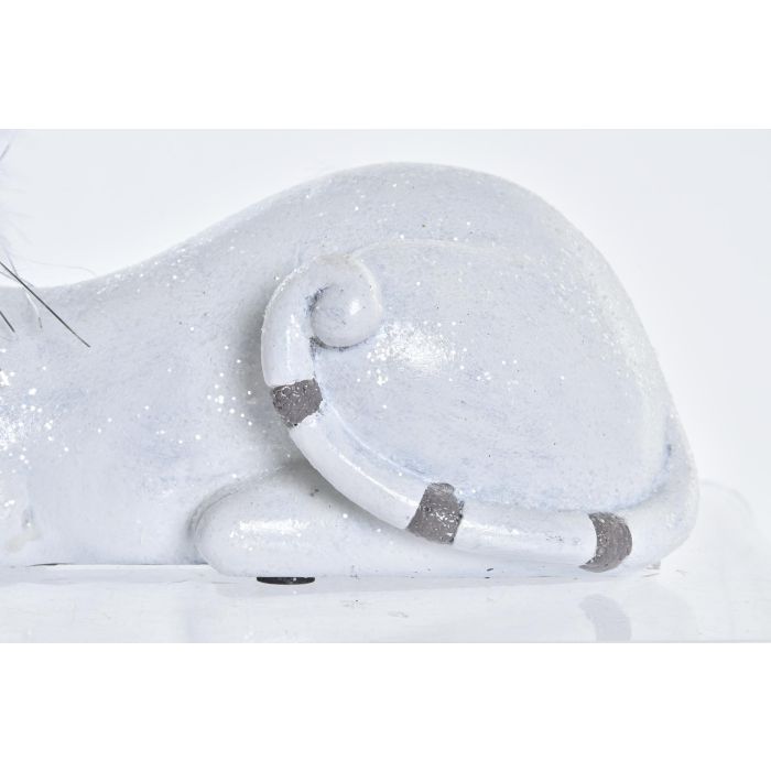 DKD Home Decor Figura Decorativa Romántica de Gato en Resina Blanca - Pack 2 Unidades - Largo 8 cm, Alto 14 cm, Ancho 23 cm 2