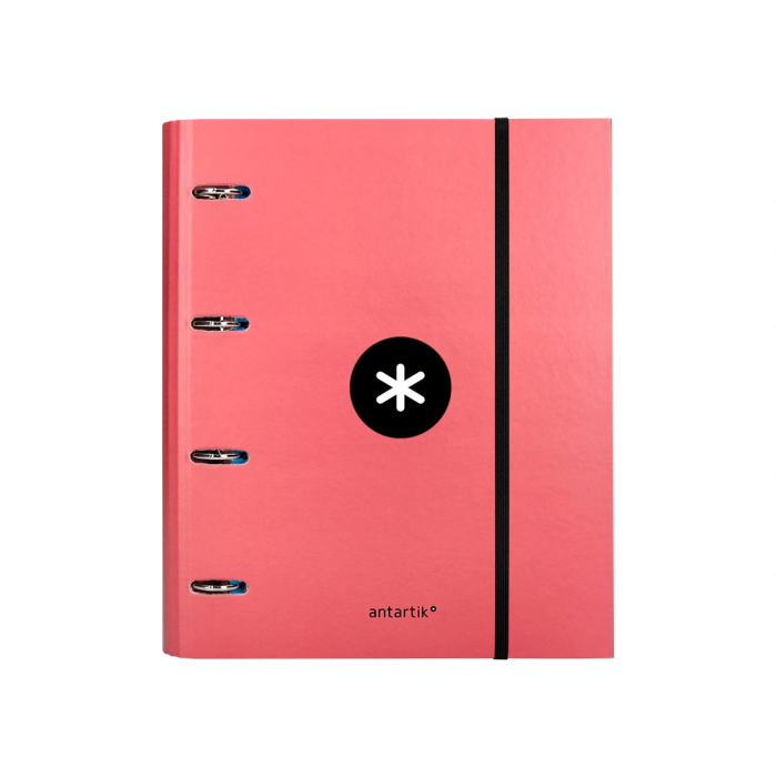 Antartik Carpeta con recambio A4, 4 anillas 40mm, con solapa, forrada, cuadro 5mm, color coral 1