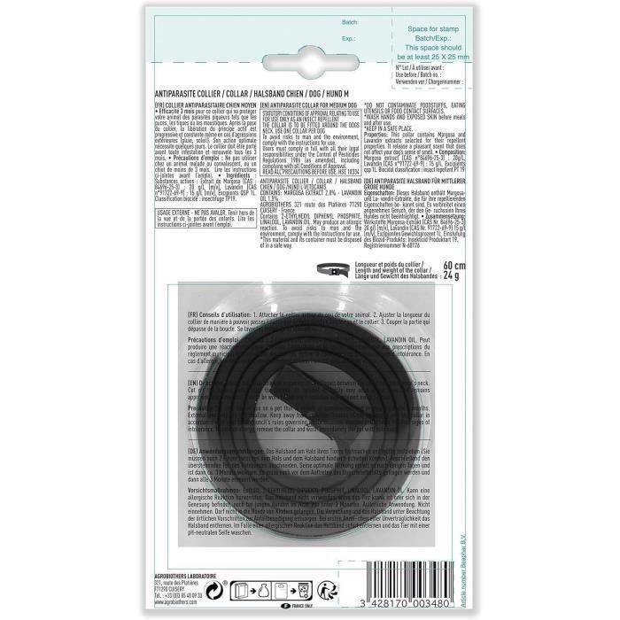 Vetocanis Collar Antiparasitario para Perro Mediano 10-20 kg - Repelente Pulgas, Garrapatas, Mosquitos con Margosa y Lavandín Natural 5