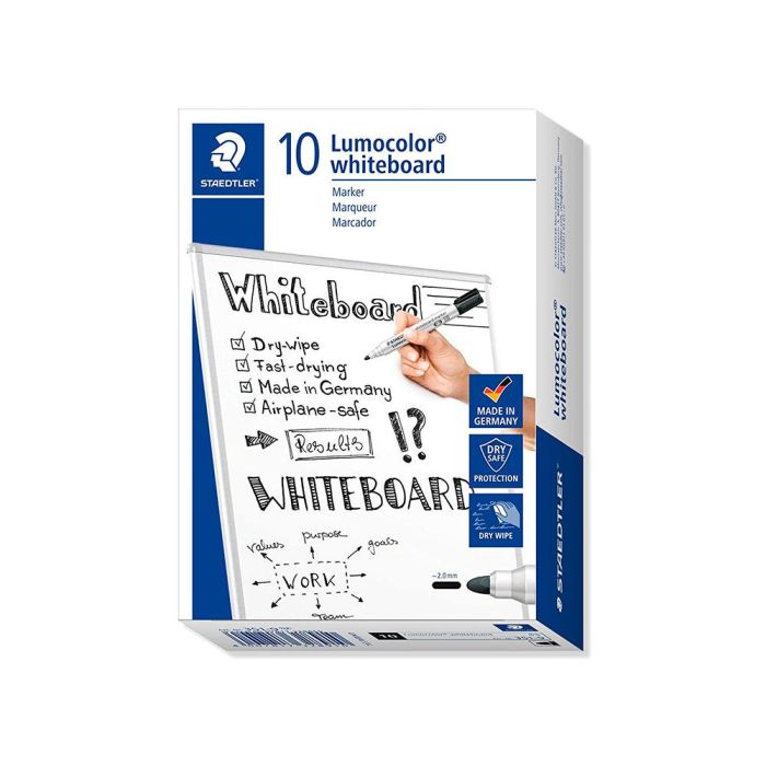 Rotulador Staedtler Lumocolor 351 Para Pizarra Blanca Punta Redonda 2 mm Recargable Color Negro 10 unidades 5