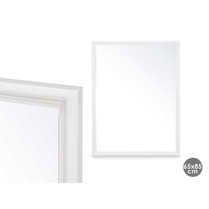 Espejo de Pared con Marco de Madera Blanco 65x85 cm - Giftdecor Espejo de Pared con Marco de Madera Blanco 65x85 cm - Giftdecor
