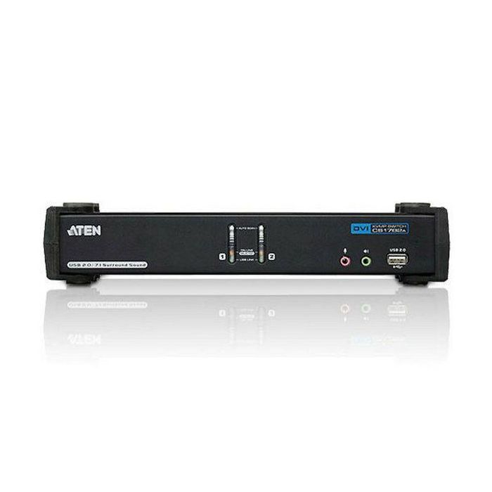 Aten CS1782A 2-Port USB DVI Dual Link KVMP Switch con Audio y Hub USB 2.0 (Cables KVM y Sonido Incluidos) 2