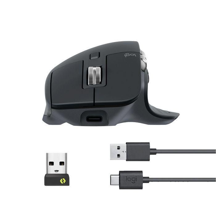 Logitech 910-006559 Ratón Ergonómico Inalámbrico MX Master 3S, 8000 DPI, Bluetooth/Logi Bolt, Clics Silenciosos, Recargable, Grafito 8