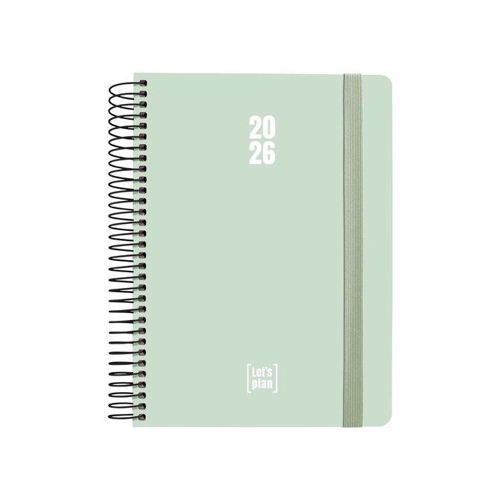 Agenda Anual (2026) Grafoplas Colors Espiral Tapa Extradura Con Goma A5 210X150 D/P Verde Claro