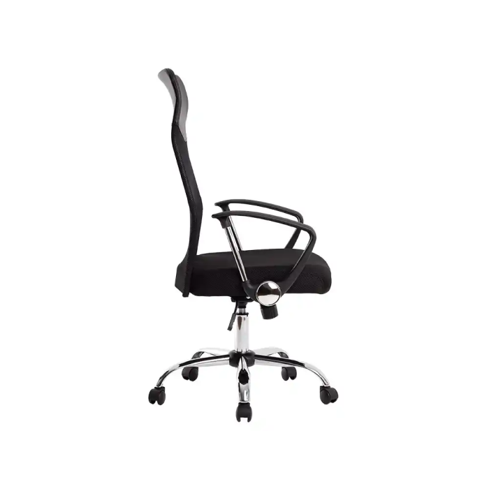Q-connect Silla de Dirección Base Metal Respaldo Alto Regulable en Altura Piel y Malla Negro 2