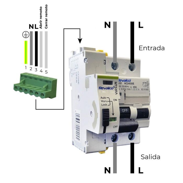 Revalco Interruptor Diferencial 2P 40A 30mA AC con Reconexión Automática 10/60/300 Segundos 1